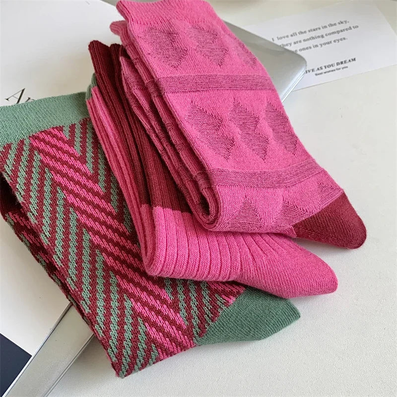 Socks For Women New Novelty Fashion Casual Girls Absorb Sweat Cotton Crew Socks Autumn Breathable Creative Color Korean Socks