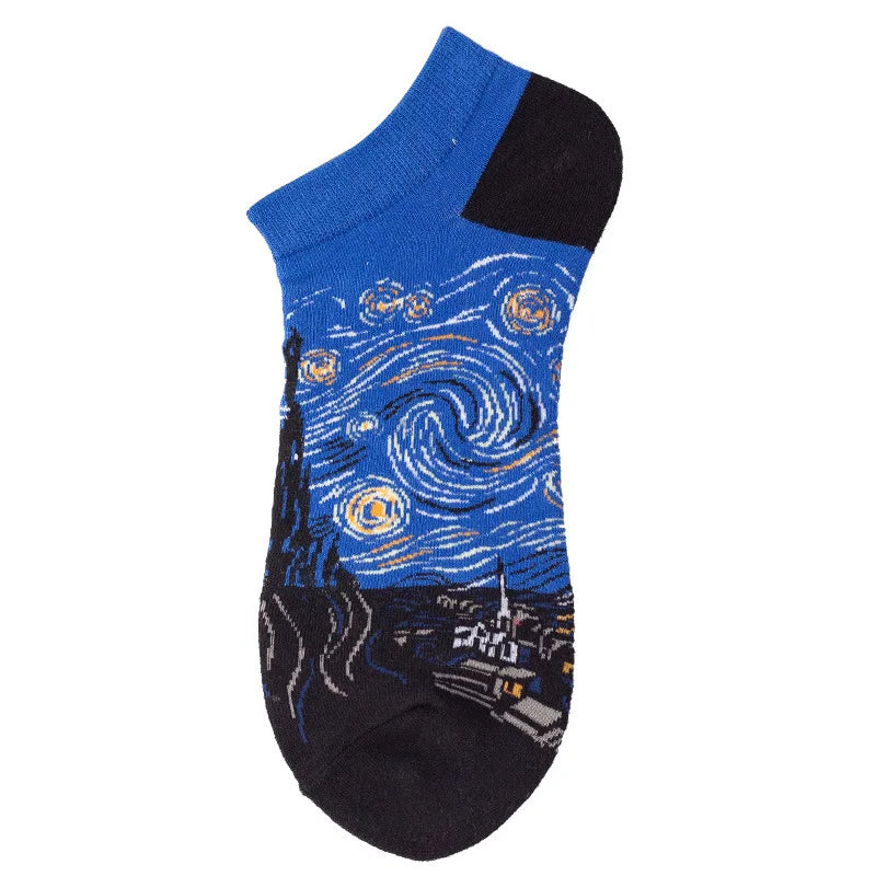 Novelty Men Short Socks Boat High Quality Geometric Fruit Sushi Colorful Pattern Fashion Socks