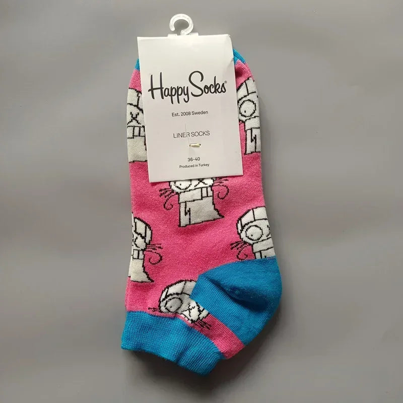 Novelty Happy Funny Mens Graphic Socks Summer Fruit Painting Dress Socks Low Cut SIZE 36-40