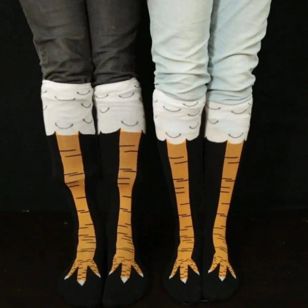 Novelty Cotton High Tube Chicken Feet Socks Breathable Harajuku Street Long Compression Socks 3D Print Above Knee High Socks