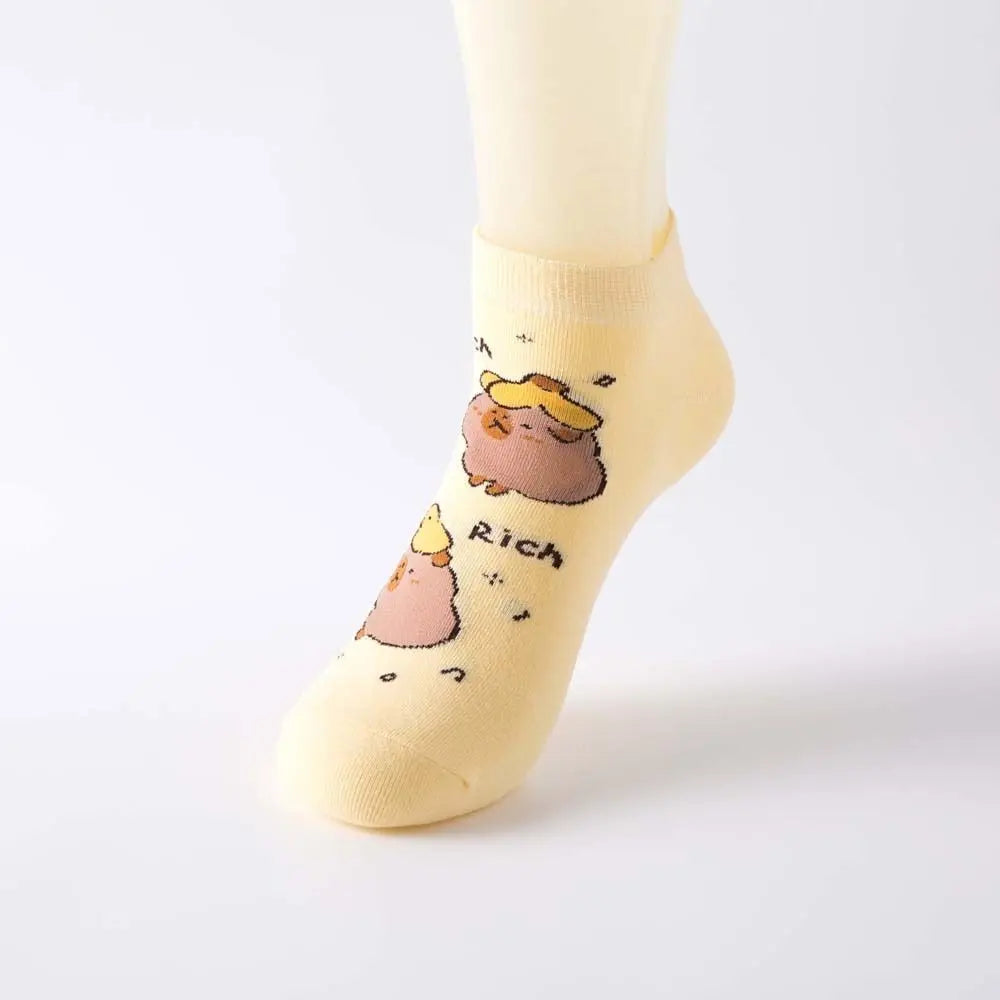 Novelty Anime Capybara Socks Letter Cotton Short Ankle Socks Kawaii Summer Hosiery Socks for Women Outdoor
