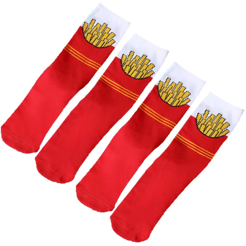 Novelty and fun Socks Red fries pattern gift socks, leisure versatile.suitable for Halloween Christmas Valentine's Day Gifts