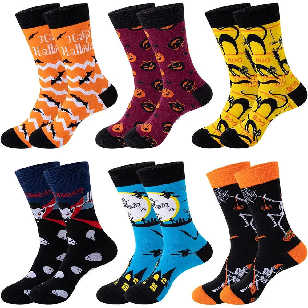 6 Pairs Unisex New Fashion Colorful Happy Casual Socks Dress Harajuku Cute Spaceman Grid Women Funny Socks