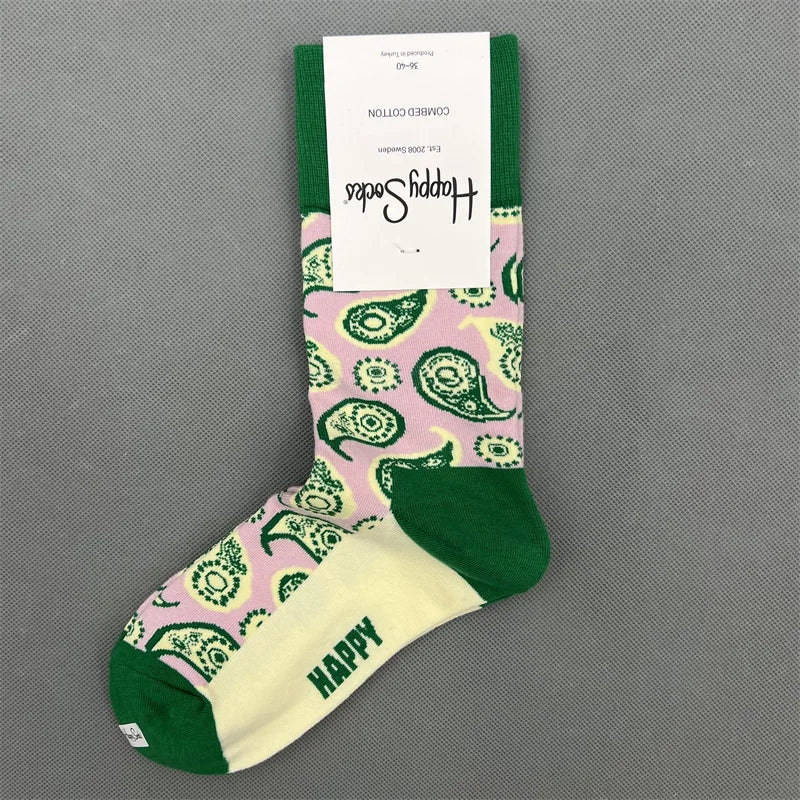 New Happy Socks All Over Cartoon Print Novelty Crew Socks 36-40