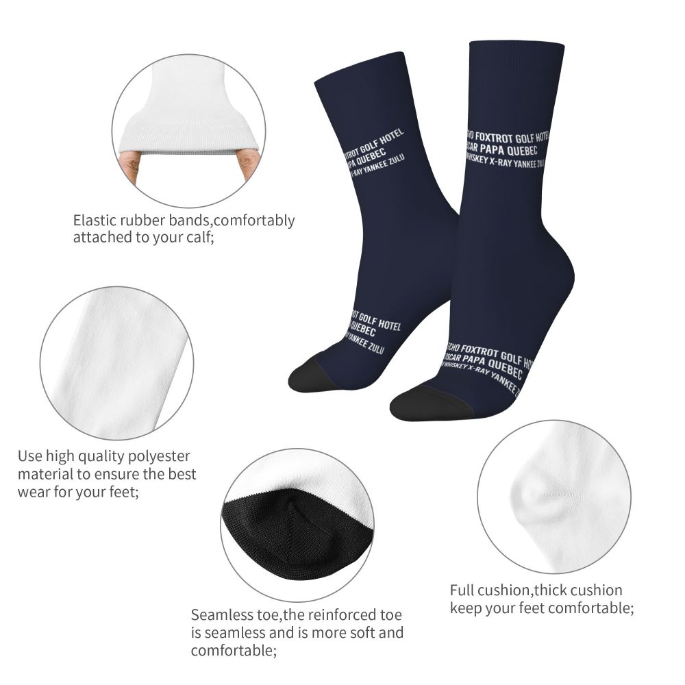 Novelty Printed Captain Stripes Epaulettes Socks for Women Men Stretchy Summer Autumn Winter Aviation Airplane Pilot Crew Socks