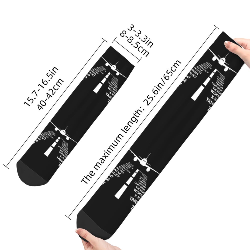 Novelty Printed Captain Stripes Epaulettes Socks for Women Men Stretchy Summer Autumn Winter Aviation Airplane Pilot Crew Socks