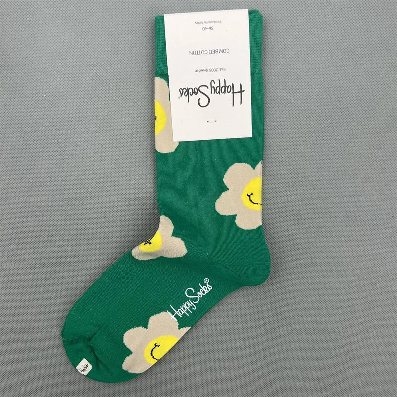 New Happy Socks All Over Cartoon Print Novelty Crew Socks 36-40