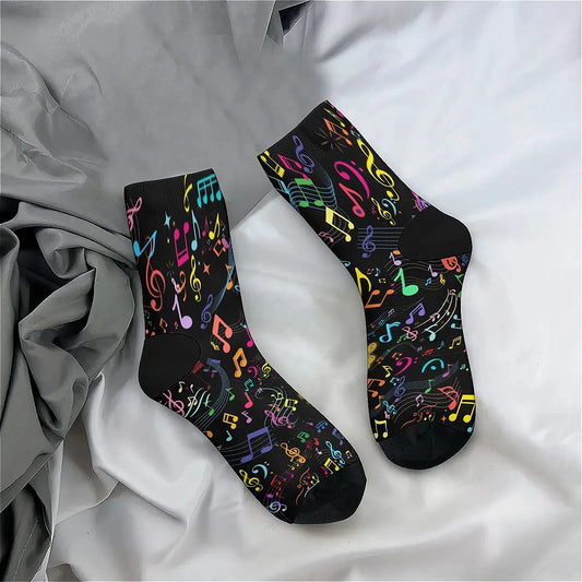 Music Notes Vintage socks Street Hip Hop Novelty Crew socks Comfortable Fashion casual socks Travel fitness party perfect gift
