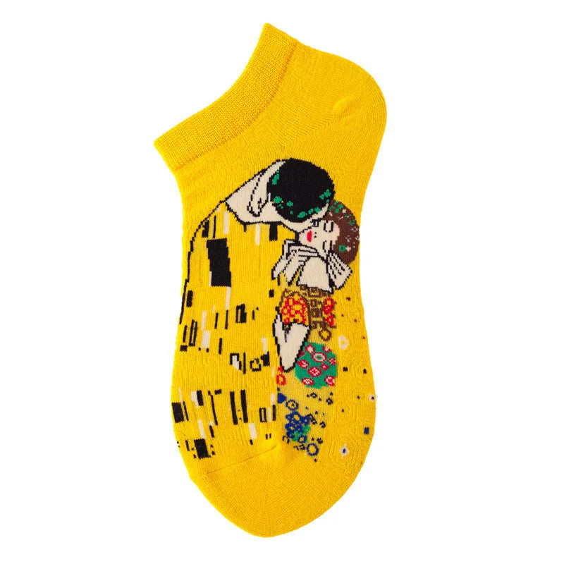 Novelty Men Short Socks Boat High Quality Geometric Fruit Sushi Colorful Pattern Fashion Socks