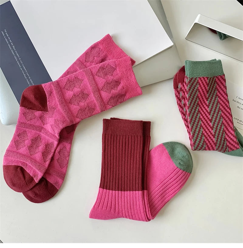 Socks For Women New Novelty Fashion Casual Girls Absorb Sweat Cotton Crew Socks Autumn Breathable Creative Color Korean Socks
