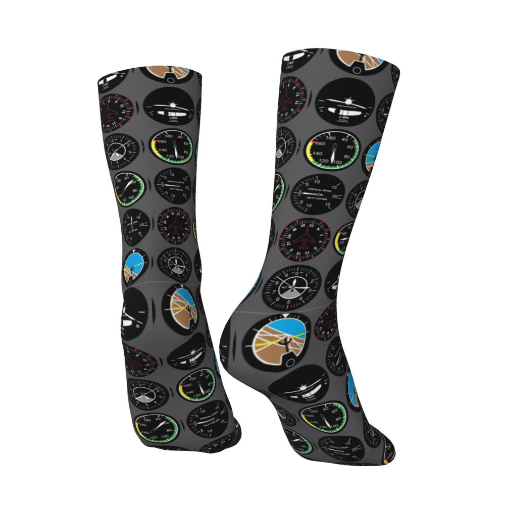 Novelty Printed Captain Stripes Epaulettes Socks for Women Men Stretchy Summer Autumn Winter Aviation Airplane Pilot Crew Socks