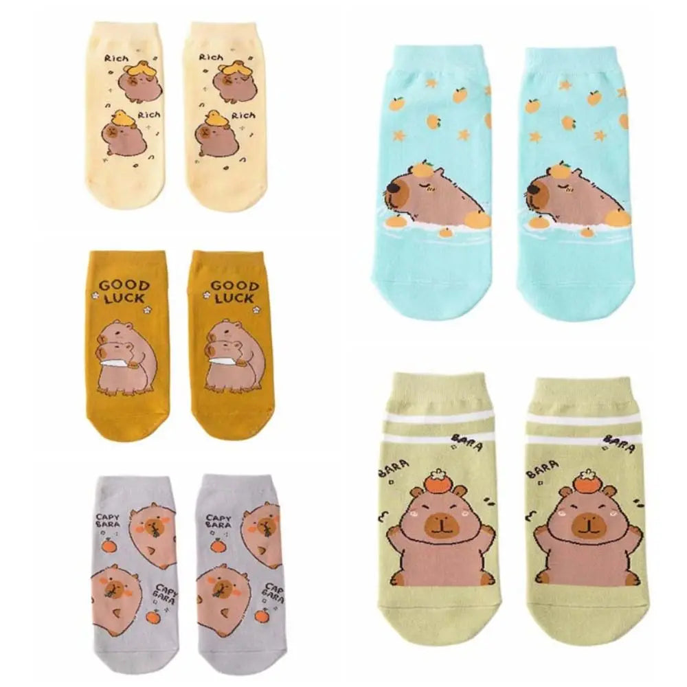Novelty Anime Capybara Socks Letter Cotton Short Ankle Socks Kawaii Summer Hosiery Socks for Women Outdoor
