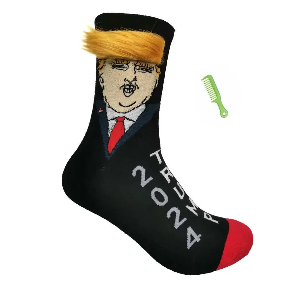 Funny Trump Novelty Socks With Hair Trump Unisex Socks Crew Socks  president Trump Merchandise Giftt