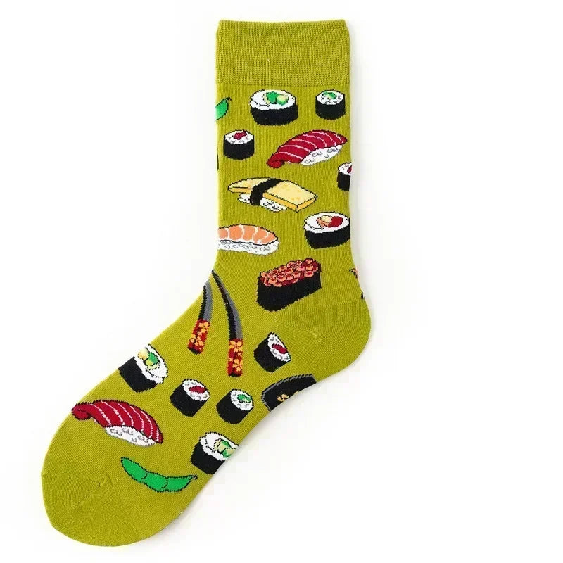 Novelty Happy Funny Men Graphic Socks Combed Cotton Omelette Frog Crazy Burger Salmon Corn Avocado Bird Fish Sock Christmas Gift