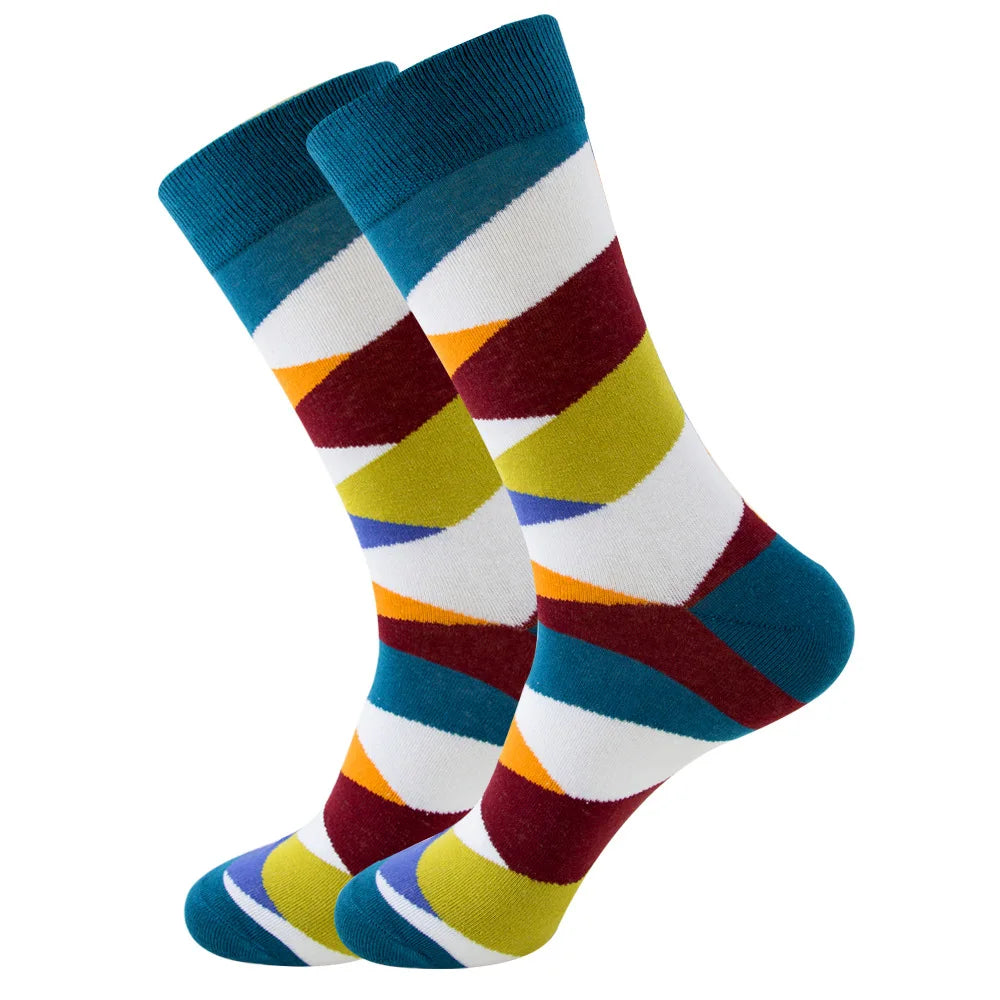 1 pair New Happy Mens Socks Women Novelty Cartoon Sock Combed Cotton Funny Men's Big Size Crew Hip Hop Thick Long Socks