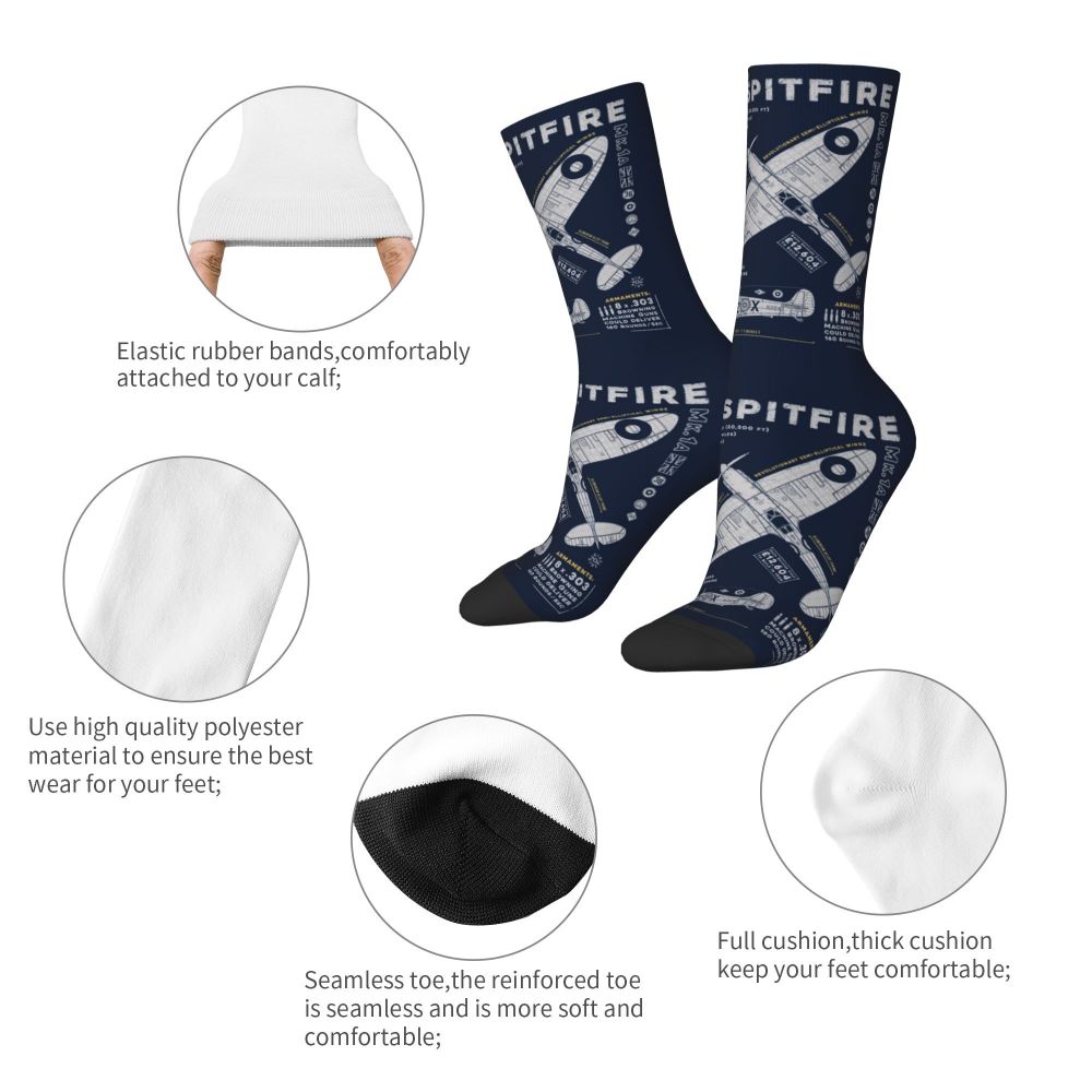 Novelty Printed Captain Stripes Epaulettes Socks for Women Men Stretchy Summer Autumn Winter Aviation Airplane Pilot Crew Socks