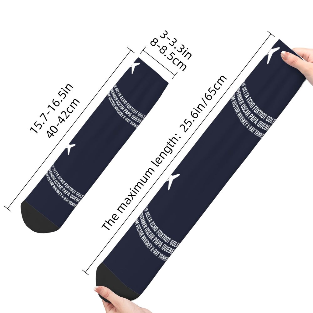Novelty Printed Captain Stripes Epaulettes Socks for Women Men Stretchy Summer Autumn Winter Aviation Airplane Pilot Crew Socks