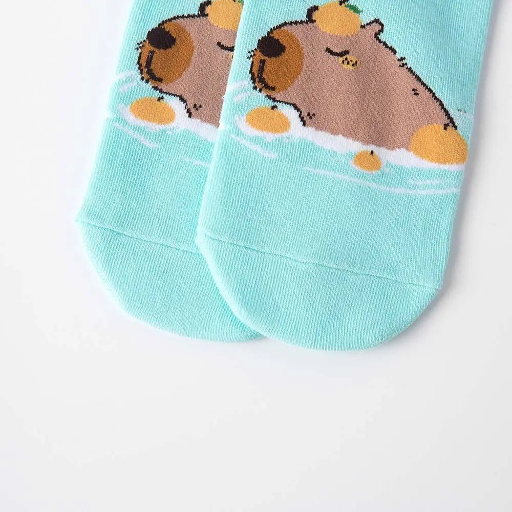 Novelty Anime Capybara Socks Letter Cotton Short Ankle Socks Kawaii Summer Hosiery Socks for Women Outdoor