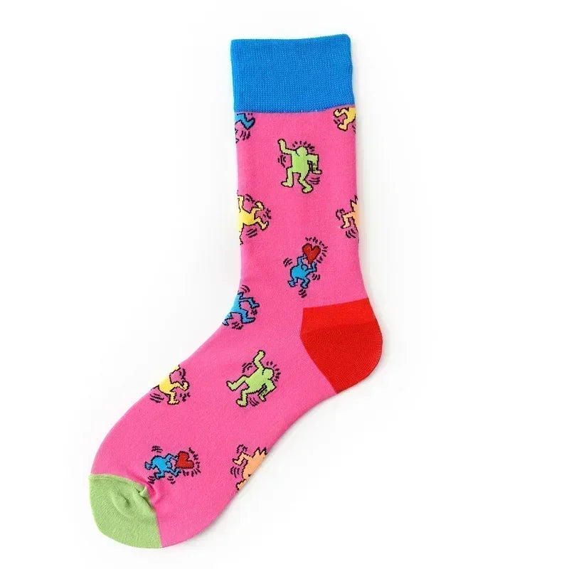 Novelty Happy Funny Men Graphic Socks Combed Cotton Omelette Frog Crazy Burger Salmon Corn Avocado Bird Fish Sock Christmas Gift